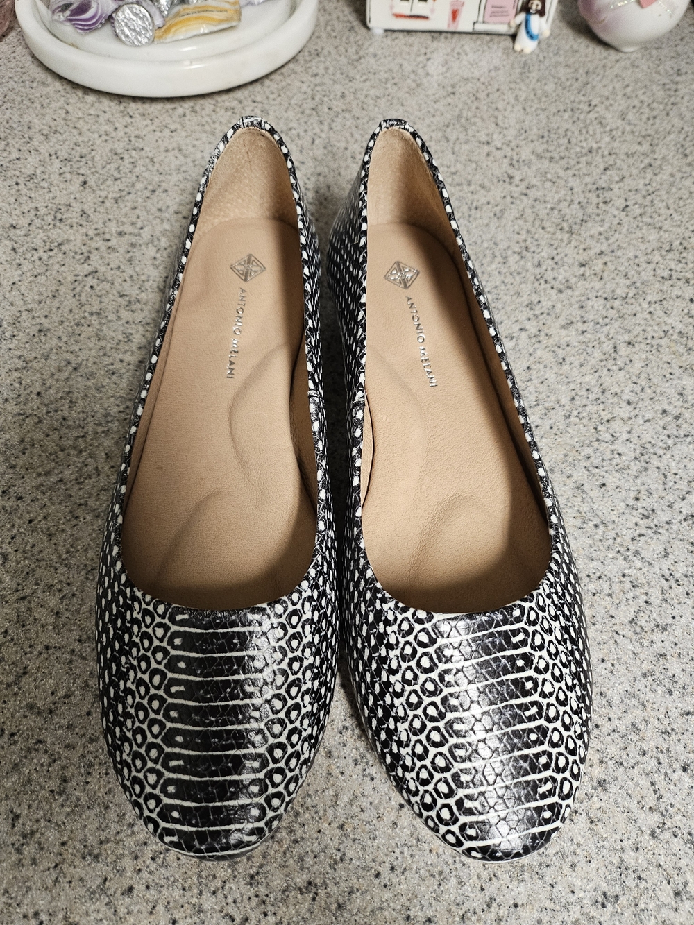 Antonio Melani Black & White Printed Ballet Flats